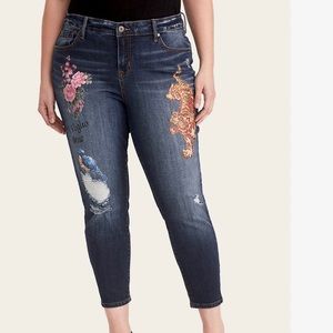 Torrid Runway Distressed Painted skinny Jeans 14